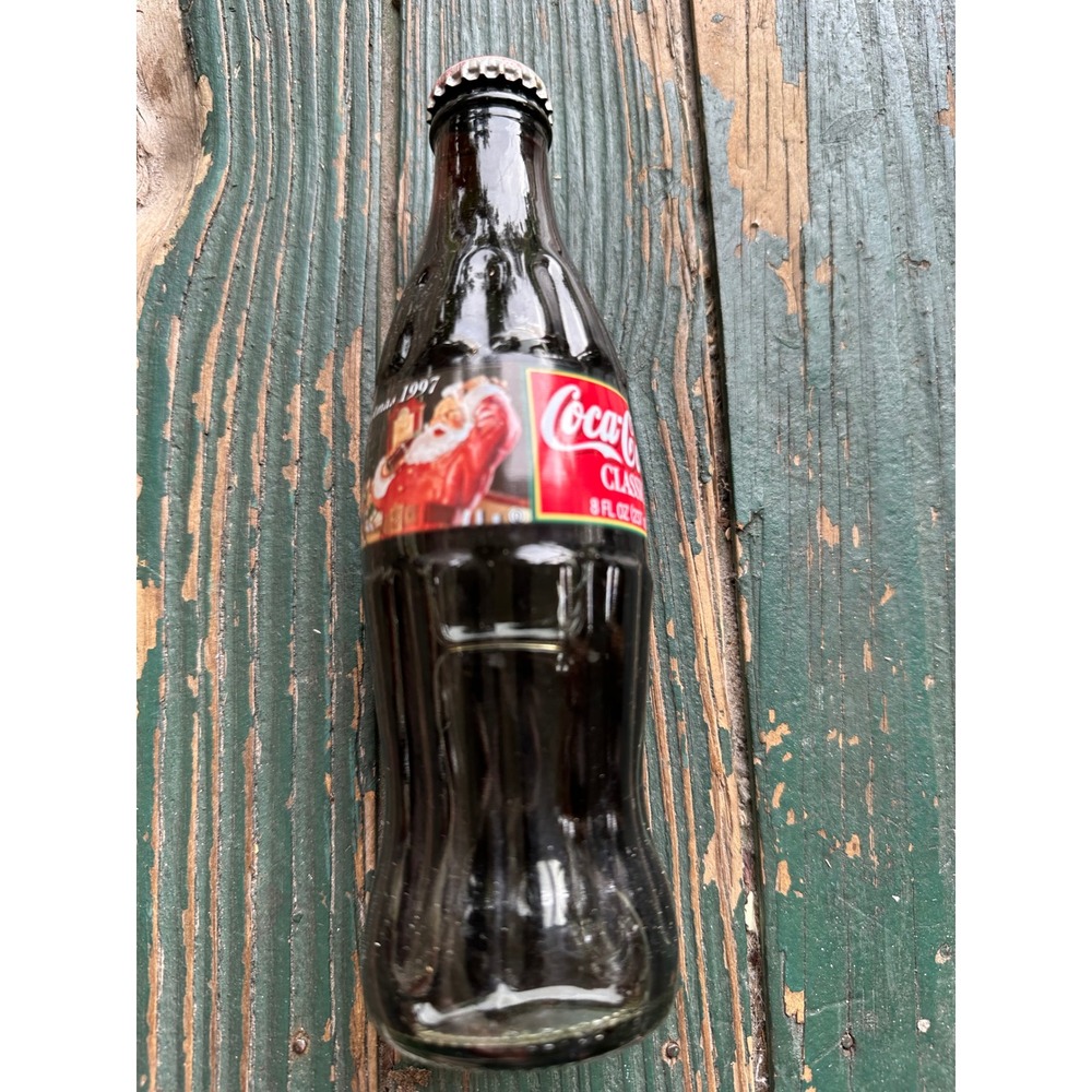 Vintage 1999 Coca-Cola Super Bowl XXXIII Miami Santa 8oz Glass Bottle Unopened